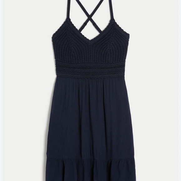 Hollister Crochet Navy Knit Dress with Pockets! - Picture 1 of 6